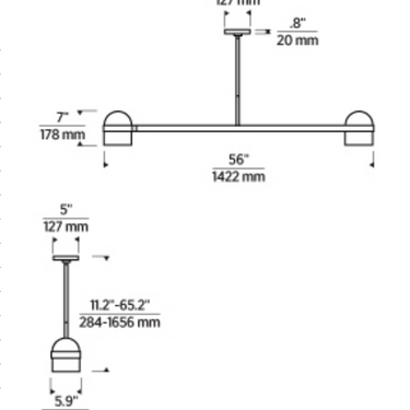 Visual Comfort Octavia chandelier 56 inch LED for sloped ceiling installation