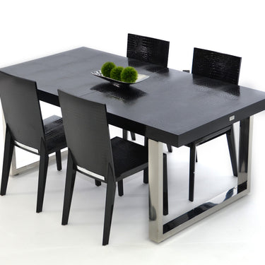 AX Skyline Black Crocodile Lacquer Extendable Dining Table