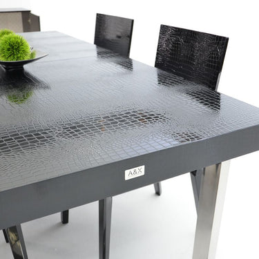 AX Skyline Black Crocodile Lacquer Extendable Dining Table