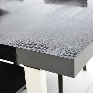 AX Skyline Black Crocodile Lacquer Extendable Dining Table