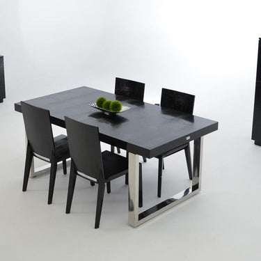 AX Skyline Black Crocodile Lacquer Extendable Dining Table