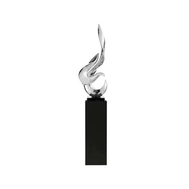 Finesse Decor Flame 65" Tall Floor Sculpture Chrome with Black Stand
