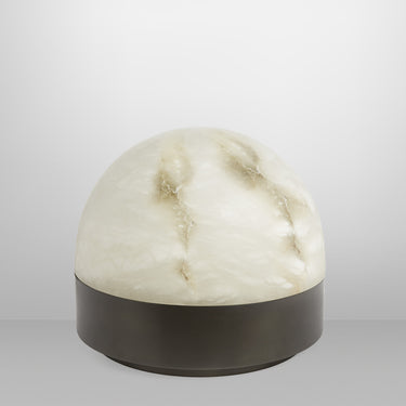 Lucid 300 table lamp with bronze base and honed alabaster dome