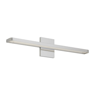 Visual Comfort Chrome Banda 24" LED bath bar—perfect for vanities, powder rooms, and hotel bathrooms. Sleek, dimmable, ADA-compliant lighting fixture.