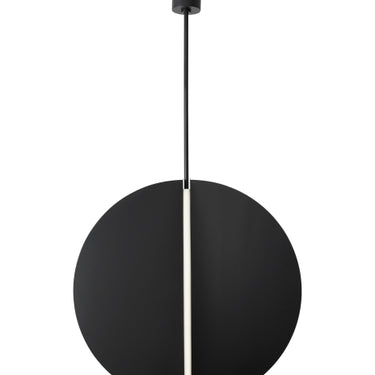 Large Black Pendant Light: Visual Comfort Modern Bau 36" in Nightshade Black Finish 