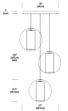 Bel Occhio 3-Globe Modern Acrylic Chandelier by Pablo Designs - image 4