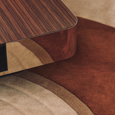 Bijoux Précieux wool rug in Brown, close-up detail