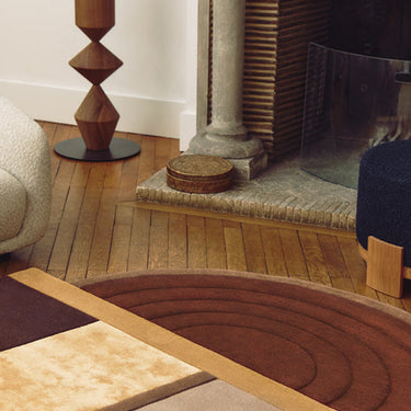 Bijoux Précieux wool rug in Brown, full view