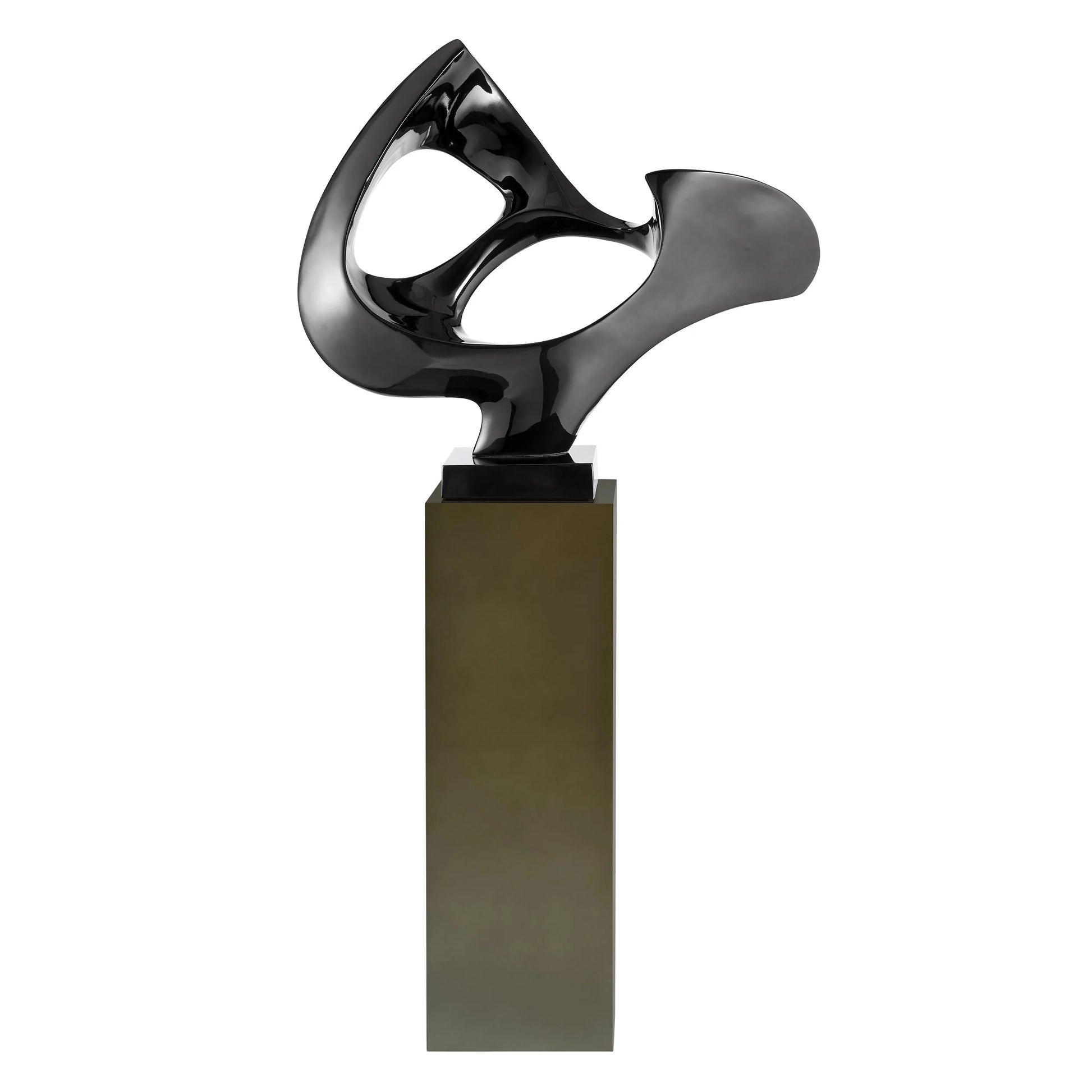Finesse Decor Black Abstract Mask Sculpture with Gray Stand 1