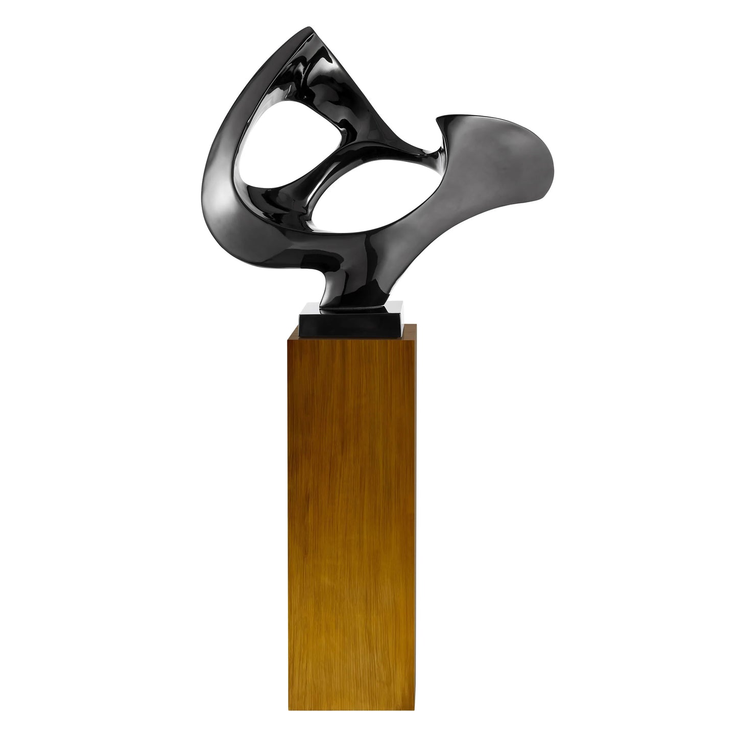 Finesse Decor Black Abstract Mask Sculpture with Wood Stand 1