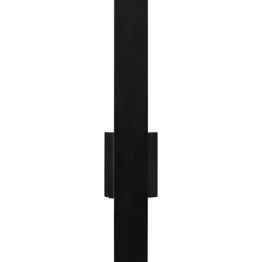 Modern LED outdoor wall sconce, Blade 18", black aluminum, commercial building facade lighting.