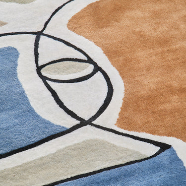Bleu des Yeux wool rug in Multi, close-up detail