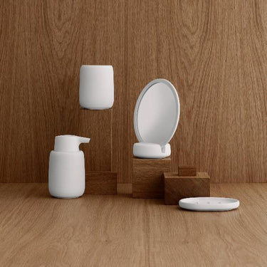 SONO soap dish in a styled bathroom (1) | SONO by Nina Thöming for blomus