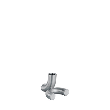 Brushed Stainless Steel Single taper candle holder, product photo | DOODLE by Daniel Jarefeldt for blomus