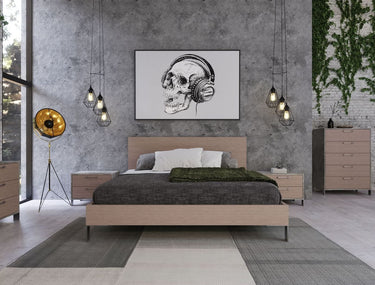 Eastern King Nova Domus Boston Brown Oak & Brushed Stainless Steel Bed