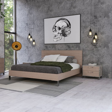 Eastern King Nova Domus Boston Brown Oak & Brushed Stainless Steel Bed