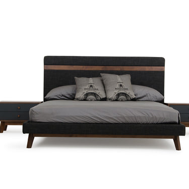 Nova Domus Dali Grey Fabric & Walnut Bed