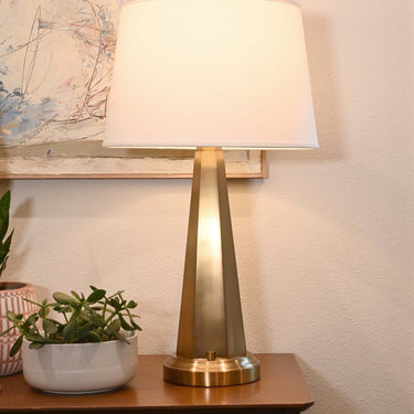 Chaplan rechargeable lamp, Antique Brass with Linen Shade – view 3