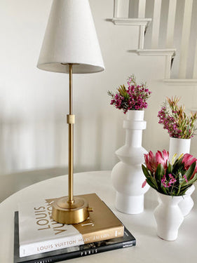 Compact and stylish Mini Cordless Buffet Lamp Antique Brass
