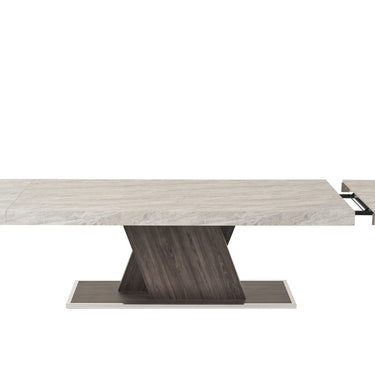Nova Domus Cairo Italian Faux Marble & Pecan Elm Extendable Dining Table