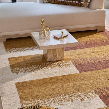 Cala jute rug in Gold, full view