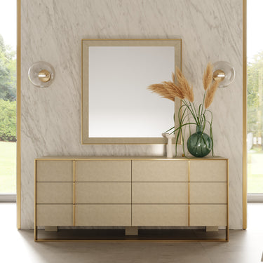 Nova Domus Cartier Beige Shagreen & Brushed Brass Dresser