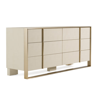 Nova Domus Cartier Beige Shagreen & Brushed Brass Dresser