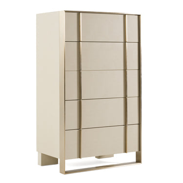 Nova Domus Cartier Beige Shagreen & Brushed Brass Chest