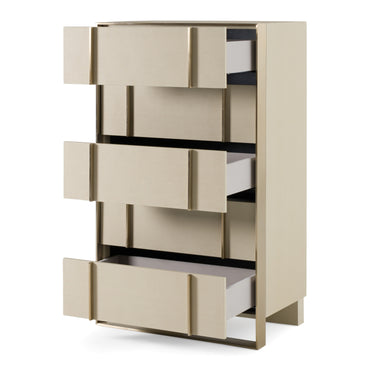 Nova Domus Cartier Beige Shagreen & Brushed Brass Chest