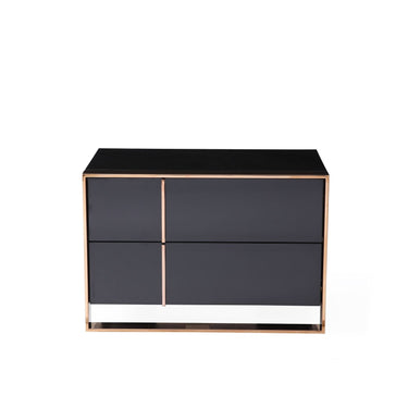 Nova Domus Cartier Eastern King Black Rose Gold Bed Nightstands