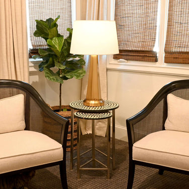Chaplan rechargeable lamp, Antique Brass with Linen Shade – view 5