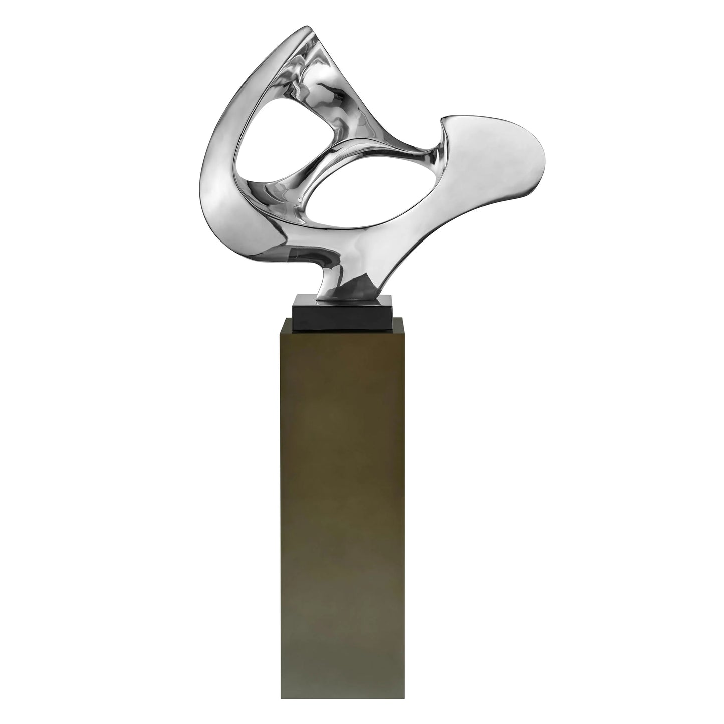 Finesse Decor Chrome Abstract Mask Sculpture with Gray Stand 1