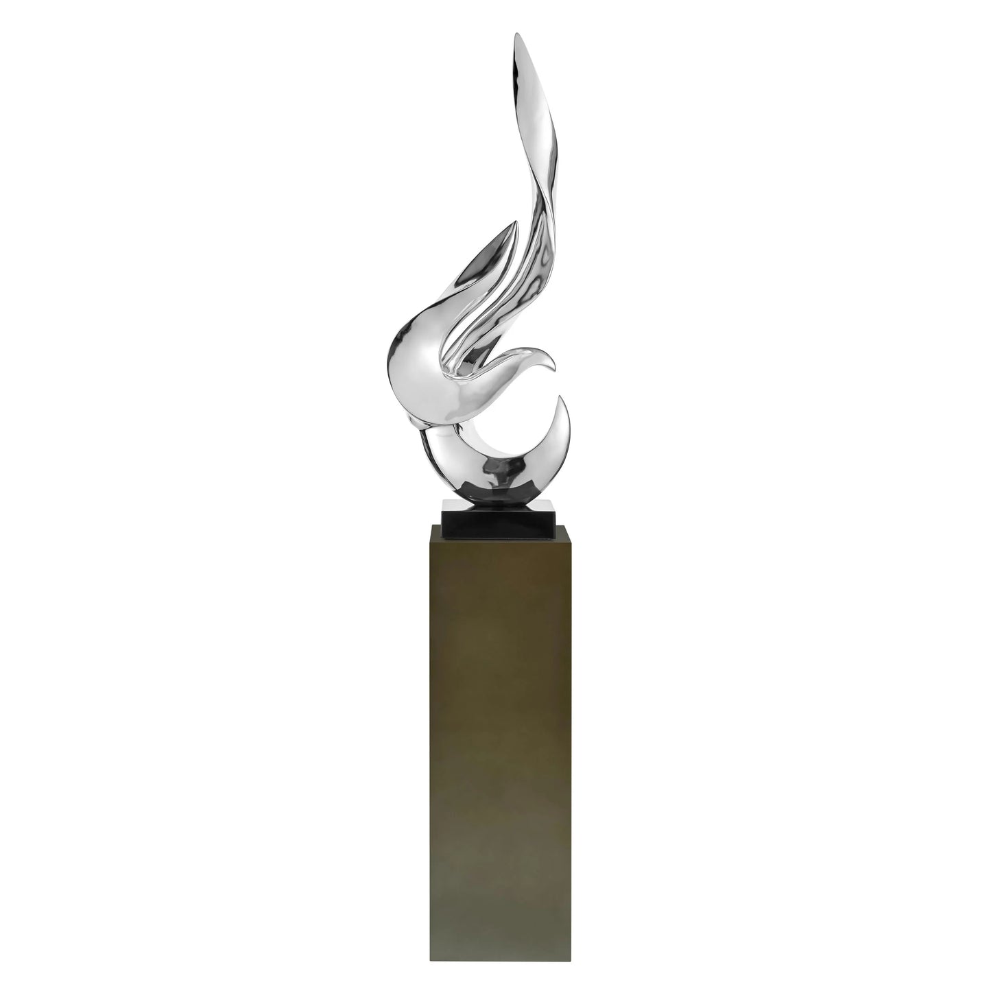 Finesse Decor Chrome Flame Floor Sculpture With Gray Stand 1