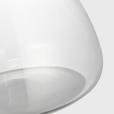 Ceiling-mounted 12 inch bronze and clear glass LED pendant light for kitchens and office spaces