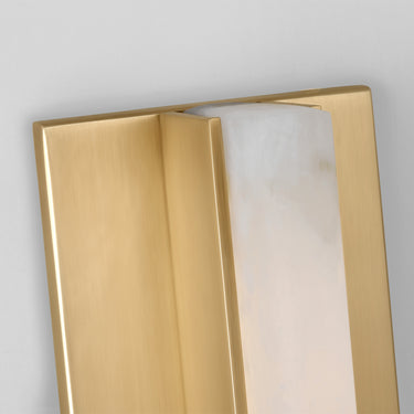 Designer antique brass slim profile LED wall lamp for commercial and residential spaces.