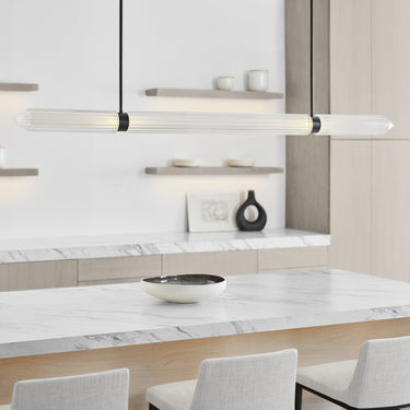 61-inch long LED chandelier in dark bronze for high ceilings and modern living rooms