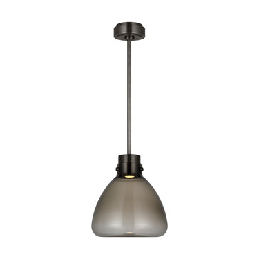 Morgan 12 inch LED pendant light with smoked glass shade and bronze finish by Visual Comfort for modern interiors