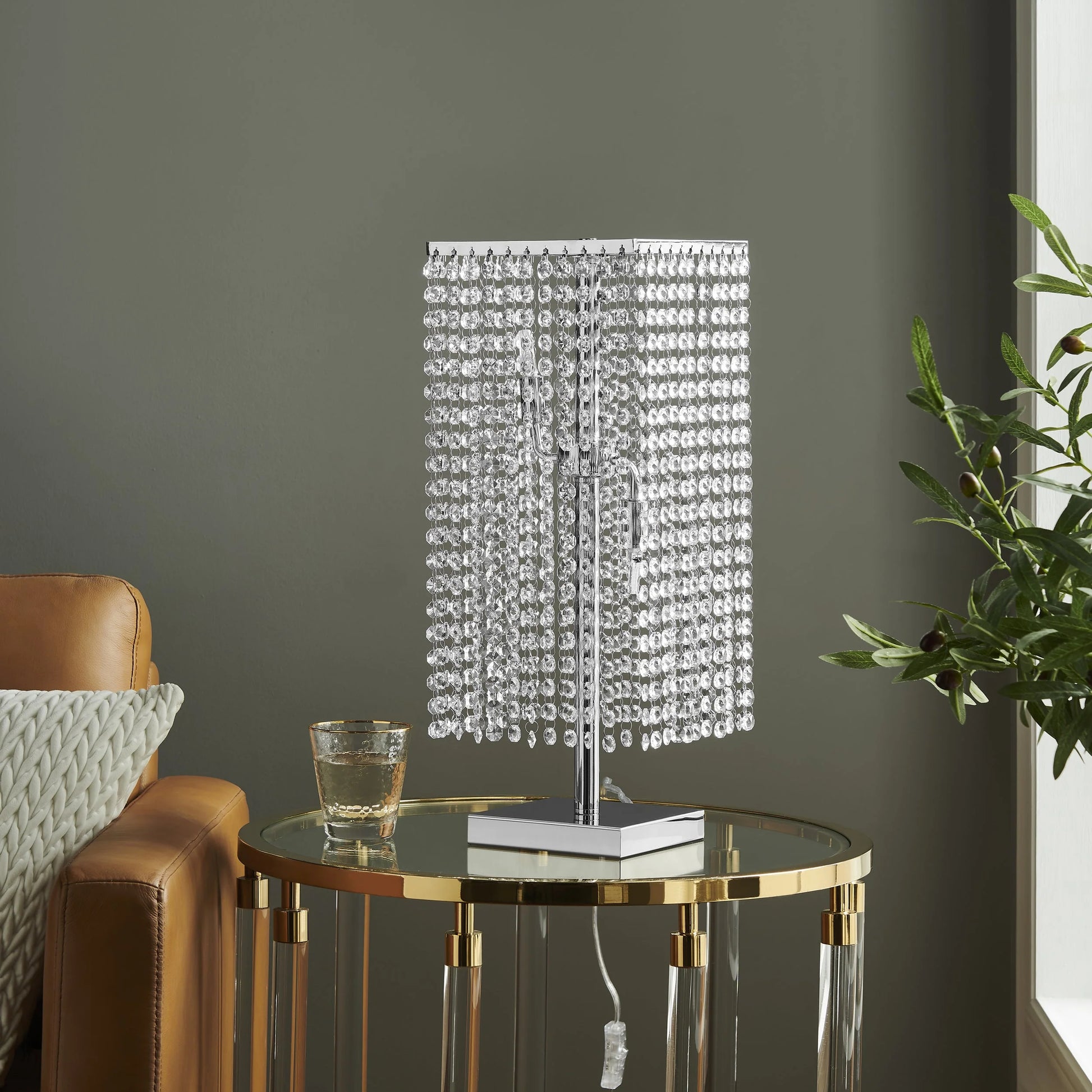 Finesse Decor Crystal Strands 2 Light Table Lamp 2