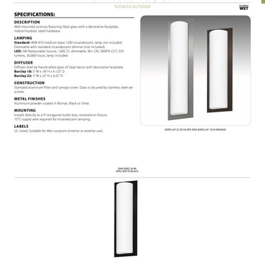 Barclay 22 Wall Light by Besa