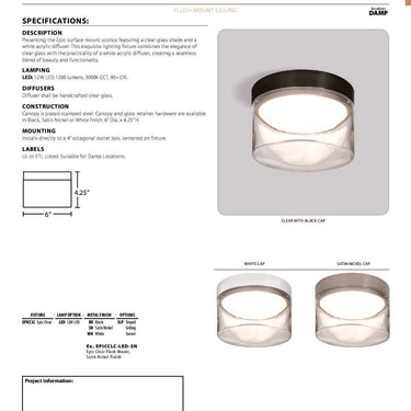 Epic spec sheet with dimension drawing | Besa Lighting