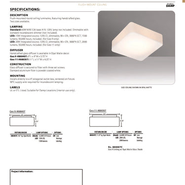 Geo 9 spec sheet with dimension drawing | Besa Lighting