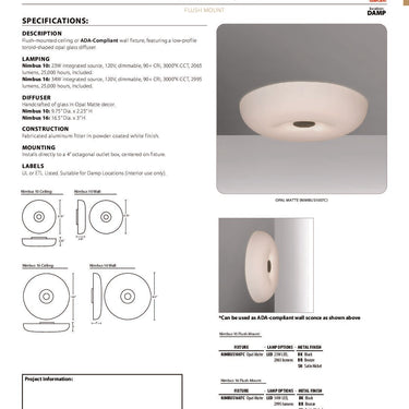 Nimbus 10 spec sheet and dimensions | Besa Lighting