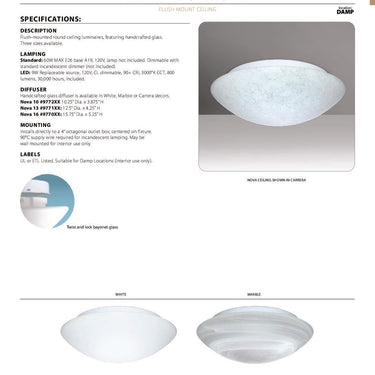 Nova 10 spec sheet and dimensions | Besa Lighting