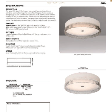 Paco 19 spec sheet with dimension drawing | Besa Lighting