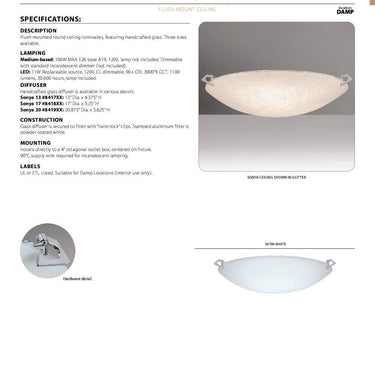 Sonya 13 spec sheet and dimensions | Besa Lighting