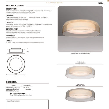 Tango 15 spec sheet with dimension drawing | Besa Lighting