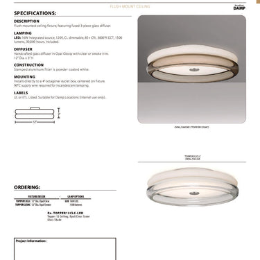 Topper 12 spec sheet and dimensions | Besa Lighting
