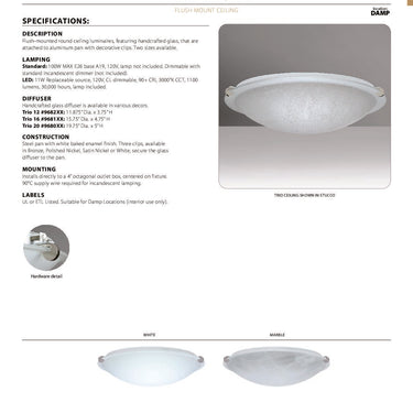 Trio 12 spec sheet and dimensions | Besa Lighting