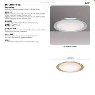 Tuca 15 spec sheet and dimensions | Besa Lighting