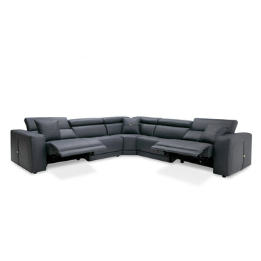 Lamod Italia Dalton Italian Grey Leather Sectional 2 Recliners